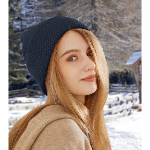 Men's Black Comfortable Breathable Soft Beanie Knit Slouchy Winter Skull Hats - Picture 6 of 6